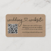 Carte D'accompagnement Calligraphie Heart Kraft Site Mariage QR (Devant)
