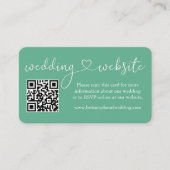 Carte D'accompagnement Calligraphie Heart Mariage Website QR Mint Green (Devant)