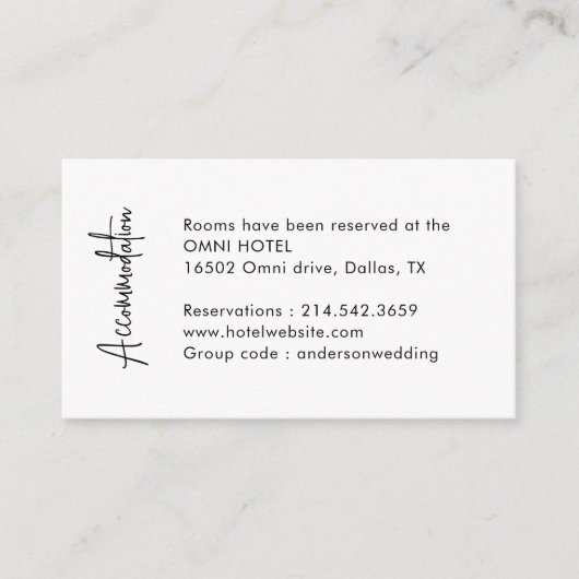 Carte D'accompagnement Calligraphie Logement Mariage simple (Devant)