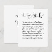 Carte D'accompagnement Calligraphie manuscrite Le Finer Détails Mariage (Devant / Derrière)