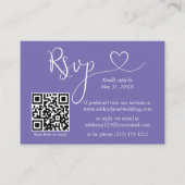 Carte D'accompagnement Calligraphie Mariage cardiaque QR RSVP Periwinkle (Devant)