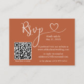 Carte D'accompagnement Calligraphie Mariage cardiaque QR RSVP Terracotta (Devant)