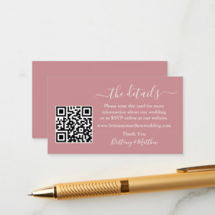 Carte D'accompagnement Calligraphie Mariage Détails Site Web QR Dusty Ros