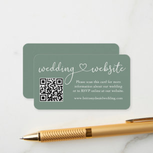 Carte D'accompagnement Calligraphie Mariage du coeur site Web QR Sage Gre