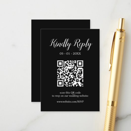 Carte D'accompagnement Calligraphie Mariage moderne modifiable QR Code RS (Devant/Arrière en situation)