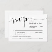 Carte D'accompagnement Calligraphie mariage, Script noir simple, RSVP (Devant / Derrière)