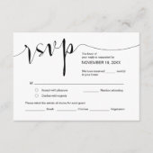 Carte D'accompagnement Calligraphie mariage, Script noir simple, RSVP (Devant)