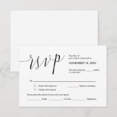 Carte D'accompagnement Calligraphie mariage, Script noir simple, RSVP (Devant / Derrière)