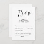 Carte D'accompagnement Calligraphie Mariage simple, Noir, Dîner RSVP (Devant / Derrière)