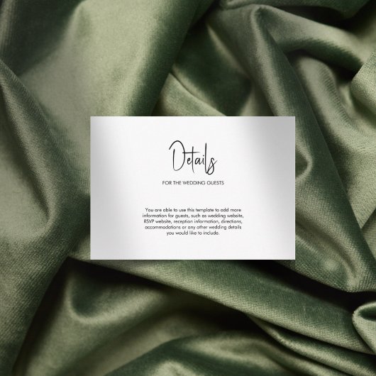 Carte D'accompagnement Calligraphie minimaliste mariage blanc