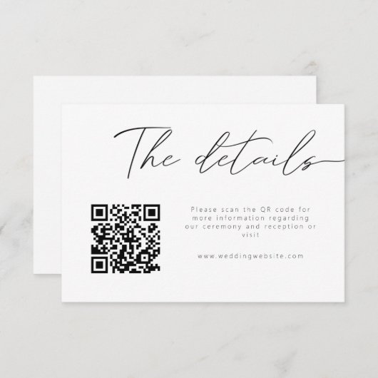 Carte D'accompagnement Calligraphie moderne Détails du code QR (Devant / Derrière)