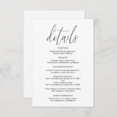 Carte D'accompagnement Calligraphie moderne, Détails du Mariage, Informat (Devant / Derrière)