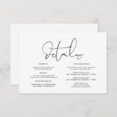 Carte D'accompagnement Calligraphie moderne, Détails du Mariage, Informat (Devant / Derrière)