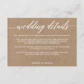 Carte D'accompagnement Calligraphie moderne Détails du Mariage Kraft (Devant)