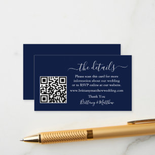 Carte D'accompagnement Calligraphie moderne Détails du Mariage Site Web Q