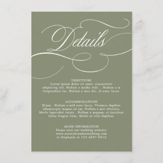 Carte D'accompagnement Calligraphie moderne intemporelle mariage Vert Sau