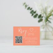 Carte D'accompagnement Calligraphie moderne Mariage cardiaque QR RSVP Cor (Debout devant)