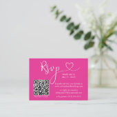 Carte D'accompagnement Calligraphie moderne Mariage cardiaque QR RSVP Hot (Debout devant)