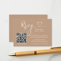 Calligraphie moderne Mariage cardiaque QR RSVP Tau