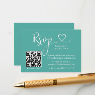 Carte D'accompagnement Calligraphie moderne Mariage cardiaque QR RSVP Tur