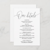 Carte D'accompagnement Calligraphie moderne, Mariage Détails informations (Devant / Derrière)