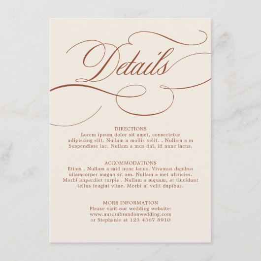 Carte D'accompagnement Calligraphie moderne Mariage en terre cuite intemp (Devant)