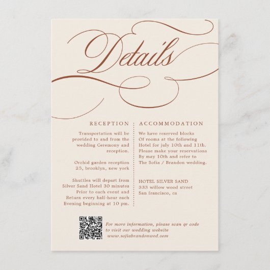 Carte D'accompagnement Calligraphie moderne Mariage en terre cuite intemp (Devant)