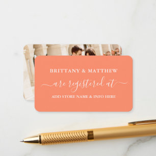 Carte D'accompagnement Calligraphie moderne Mariage Registre photo Coral