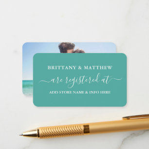 Carte D'accompagnement Calligraphie moderne Mariage Registre Photo Turquo