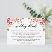 Carte D'accompagnement Calligraphie moderne Mariage rose Floral Détails (Debout devant)