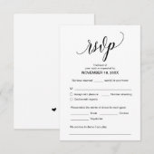 Carte D'accompagnement Calligraphie moderne, Noir, Dîner Mariage RSVP (Devant / Derrière)