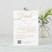 Carte D'accompagnement Calligraphie moderne or intemporel et mariage blan (Debout devant)