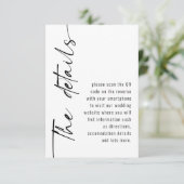 Carte D'accompagnement Calligraphie moderne QR Code Détails du Mariage (Debout devant)