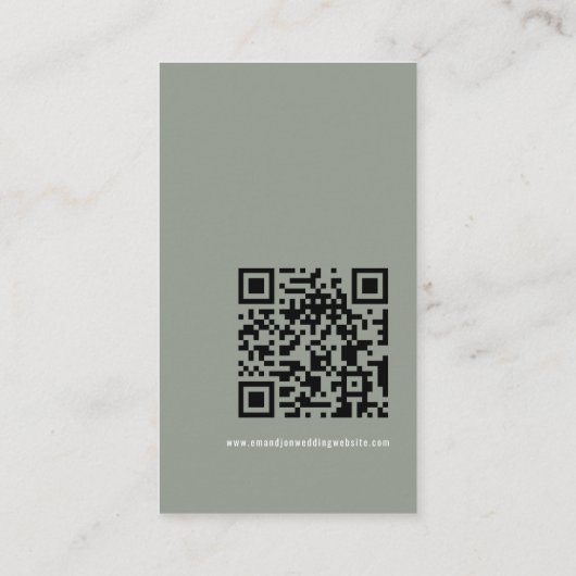 Carte D'accompagnement Calligraphie moderne QR Code Sage Wedding RSVP (Dos)