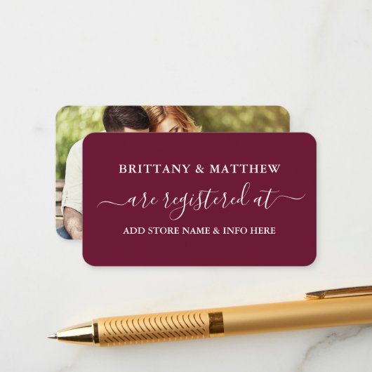 Carte D'accompagnement Calligraphie moderne Registre des Mariages Photo B (Devant/Arrière en situation)