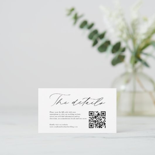 Carte D'accompagnement Calligraphie moderne simple Code QR Détails du Mar (Debout devant)