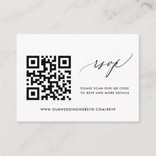 Carte D'accompagnement Calligraphie moderne simple Mariage RSVP QR Code (Devant)