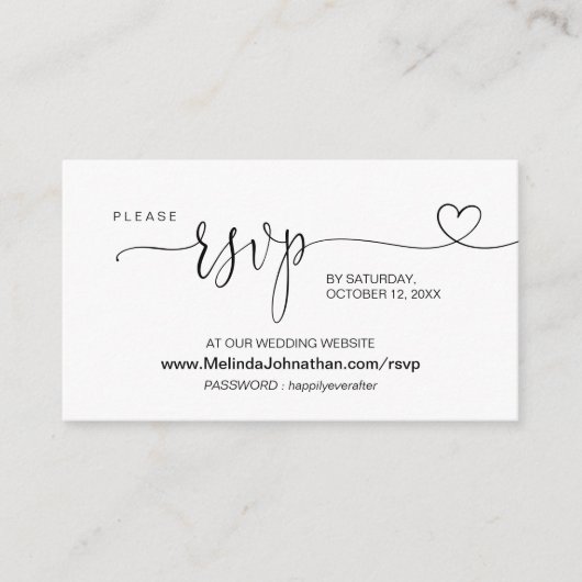 Carte D'accompagnement Calligraphie moderne Site Mariage en ligne RSVP (Devant)