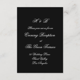 Carte D'accompagnement Calligraphie Monogramme Mariage Formel Noir & Blan