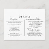 Carte D'accompagnement Calligraphie noir et blanc Détails du Mariage (Devant)