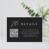 Carte D'accompagnement Calligraphie noir QR Code Détails du Mariage (Debout devant)