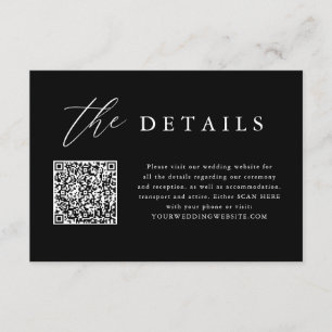 Carte D'accompagnement Calligraphie noir QR Code Détails du Mariage