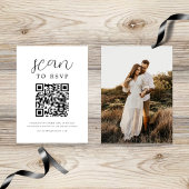 Carte D'accompagnement Calligraphie noire Editable Photo QR Code RSVP
