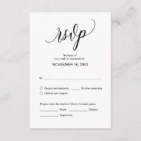 Calligraphie noire moderne, Dîner Mariage RSVP