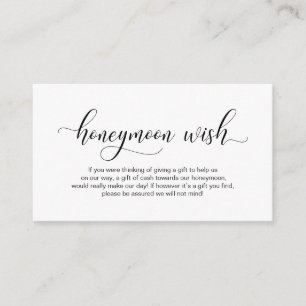 Carte D'accompagnement Calligraphie noire moderne, Mariage lune de miel