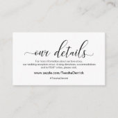 Carte D'accompagnement Calligraphie noire moderne, Mariage Nos détails (Devant)