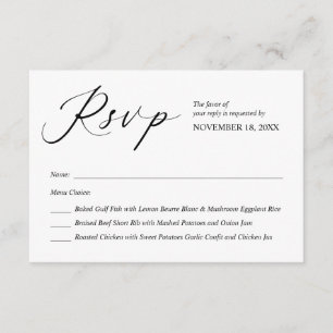 Carte D'accompagnement Calligraphie noire moderne, Mariage RSVP