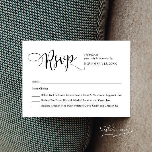 Carte D'accompagnement Calligraphie noire moderne, Mariage RSVP