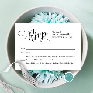Carte D'accompagnement Calligraphie noire moderne, Mariage RSVP