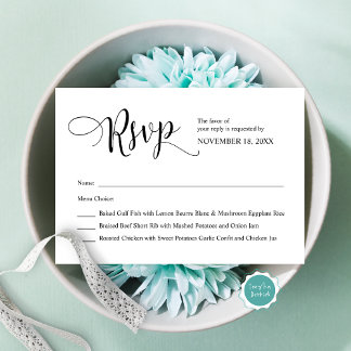 Carte D'accompagnement Calligraphie noire moderne, Mariage RSVP